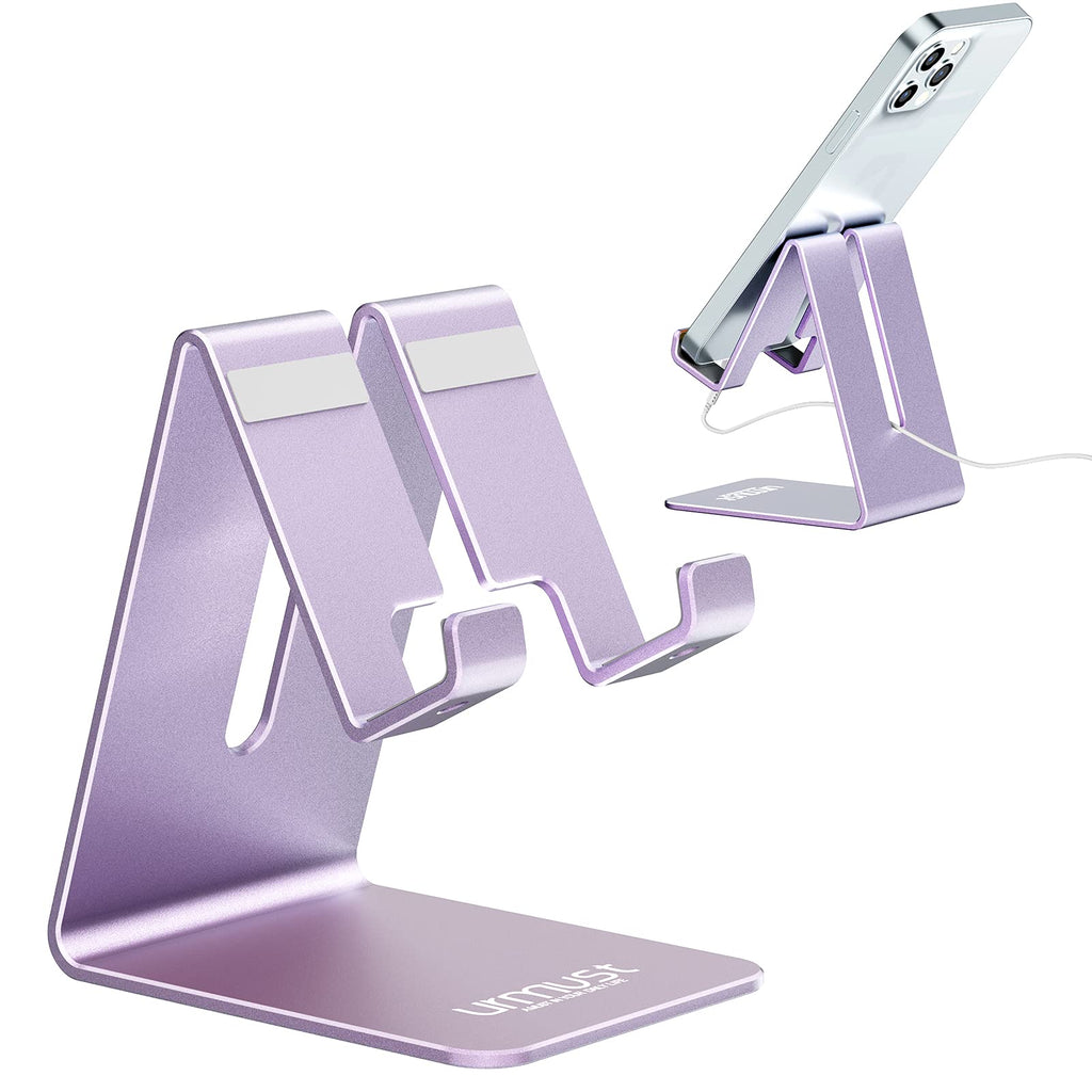 [Australia - AusPower] - Urmust Cell Phone Stand Desk Phone Holder Dock Cradle Stand for iPhone 13 12 11 Pro Max X Xr 8 Plus 7 6 ,Switch,iPad,Tablet(4-10in) [2021 Updated Version] Light Purple D-Purple 