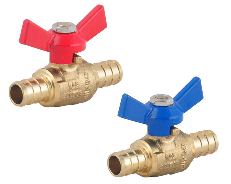 [Australia - AusPower] - PEX Brass Ball Valve, 1/2-in PEX Lead Free Brass Shut off Ball Valve with Red & Blue T (Butterfly ) Handle , PEX Barb Water Valve with cUPC Certified for Cold and Hot water-LD Brand (2-Pack) 2 1/2-in T handle R&B 