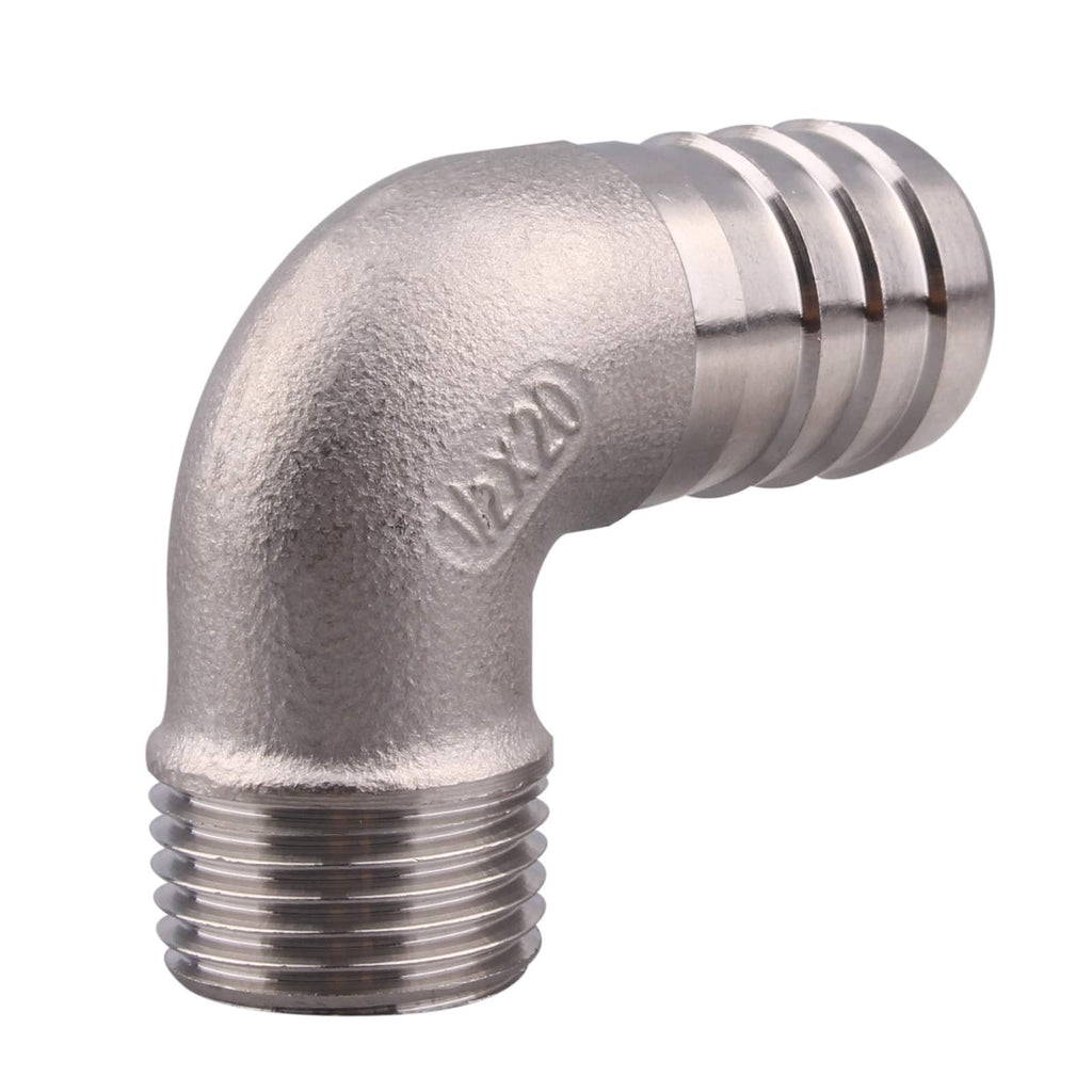 [Australia - AusPower] - DERNORD 3/4" Hose Barb x 1/2" Male NPT Stainless Steel 90 Degree Elbow- Home Brew Pipe Fitting 