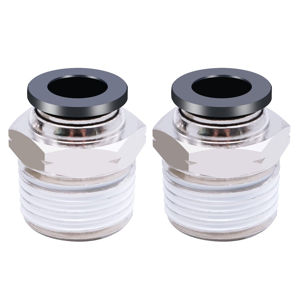 [Australia - AusPower] - mxuteuk 2pcs Push to Connect Tube Fittings Copper Pneumatic fittings Male Straight push in air hose fittings 3/8" Tube OD x 1/2" NPT Thread 3/8"OD x 1/2"NPT 2 