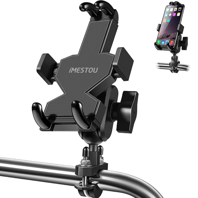 [Australia - AusPower] - iMESTOU Aluminium Motorcycle Phone Mount U-Bolt Handlebar 1" Ball Stem Cellphone Holder 360 Rotating with Length Width Adjustable Universal for Max.7.2 inch Large Phones Sturdily 