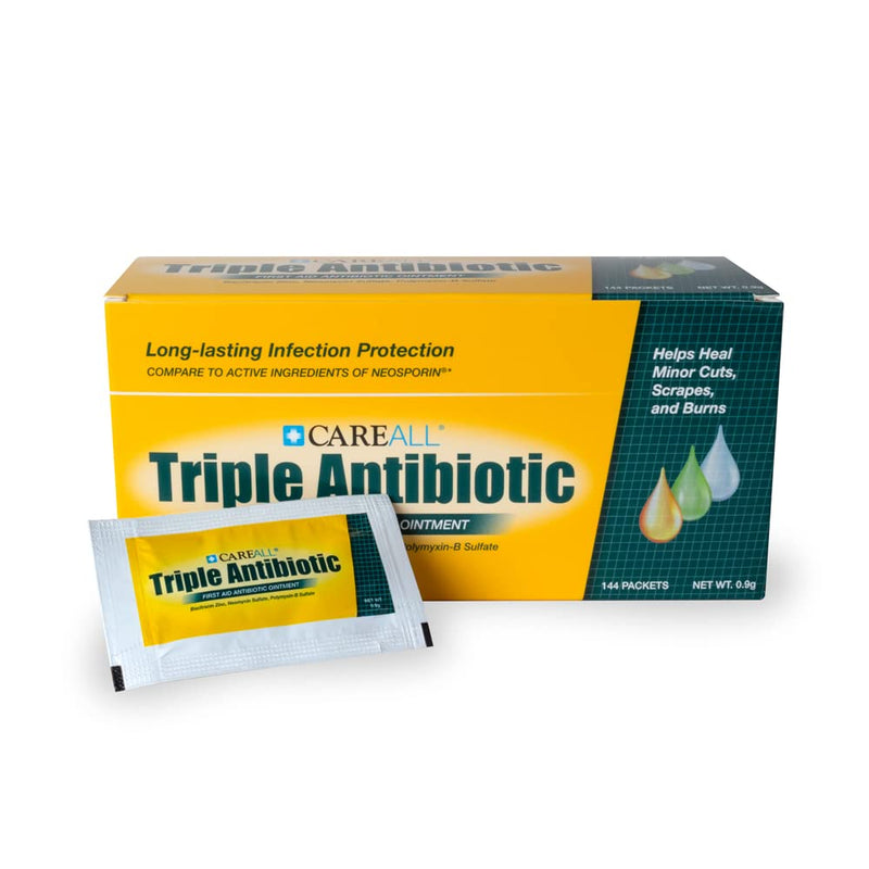 [Australia - AusPower] - (144 Pack) CareALL® Triple Antibiotic Ointment 0.9gr Foil Packet, First Aid Ointment for Minor Scratches and Wounds and Prevents Infection, Compare to The Active Ingredients of Leading Brand. 