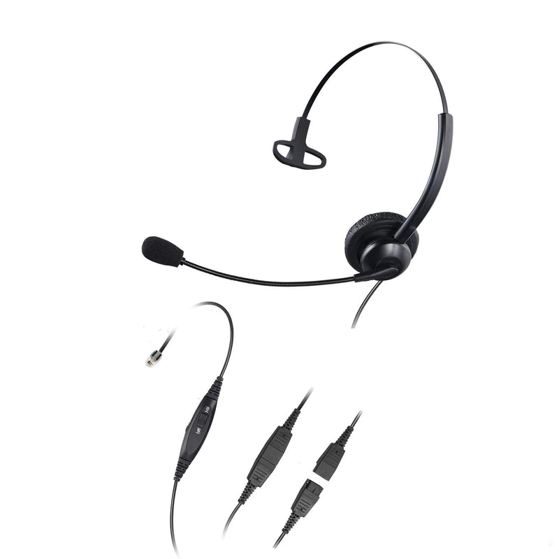 [Australia - AusPower] - Jaracom Single Ear Call Center Corded Headset with Noise Cancelling Microphone, RJ9 Phone Headset of Landline with Volume Control and Mic Mute for Telephone Counseling Service, Hospitals and Schools 