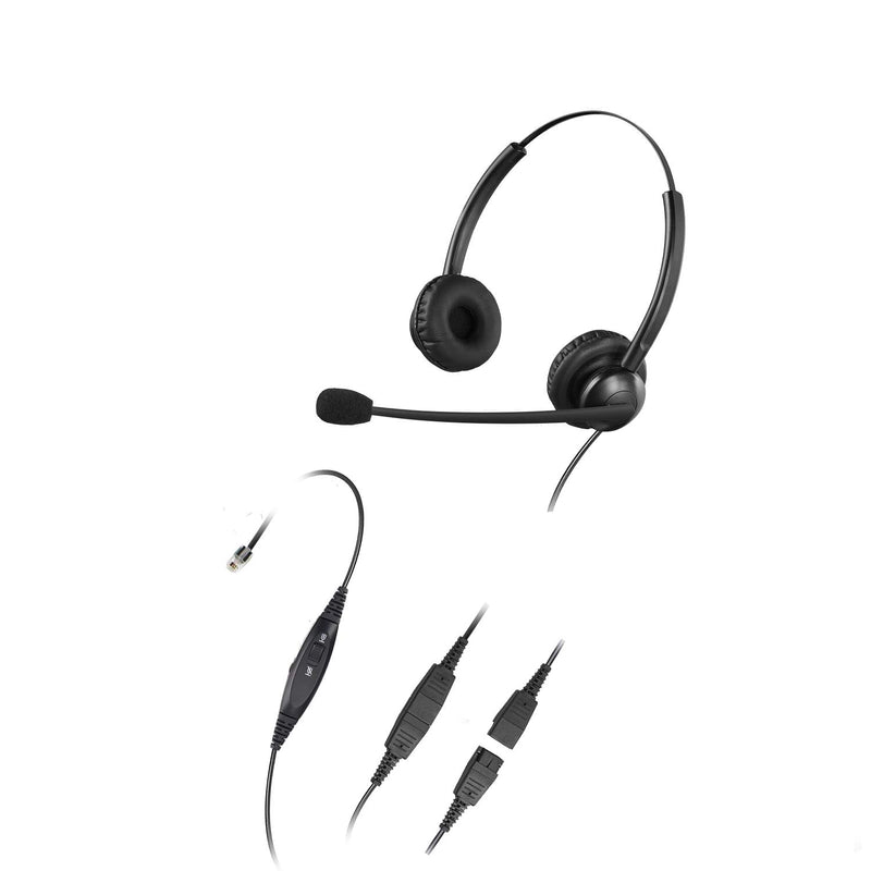 [Australia - AusPower] - Jaracom RJ9 Telephone Headset with Microphone Noise Cancelling and Mic Mute, Volume Control, Corded Monaural Headset for Hands-Free Call Center, Bank, Telemarketing, Hospitals, Consulting Agent 