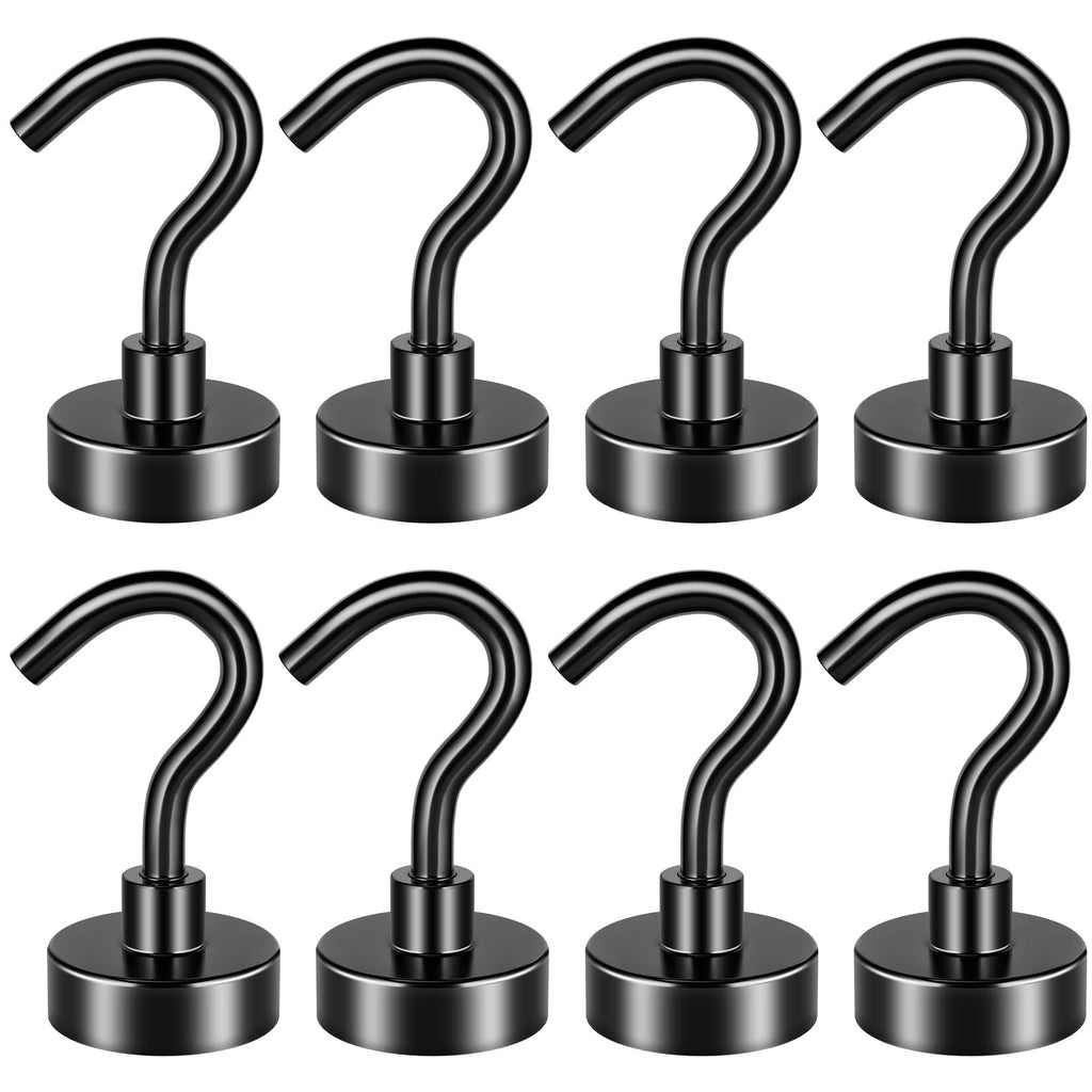 [Australia - AusPower] - FINDMAG 25 LBS Black Magnetic Hooks Heavy Duty, Neodymium Magnet Hooks, Strong Magnetic Hooks for Hanging, Magnet with Hooks for Home, Kitchen, Workplace, Office - 8 Pack Set of 8 