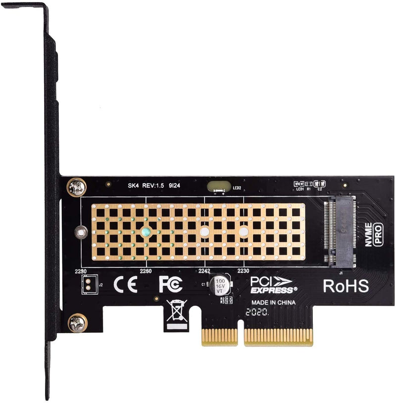 [Australia - AusPower] - M.2 NVME SSD to PCIe 4.0 x4 Adapter, M.2 2280 2260 2242 2230 SSD to PCIe 3.0 x4 Host Controller Expansion Card with Aluminum Heatsink for PC Desktop, Support Windows, Mac & Linux OS 