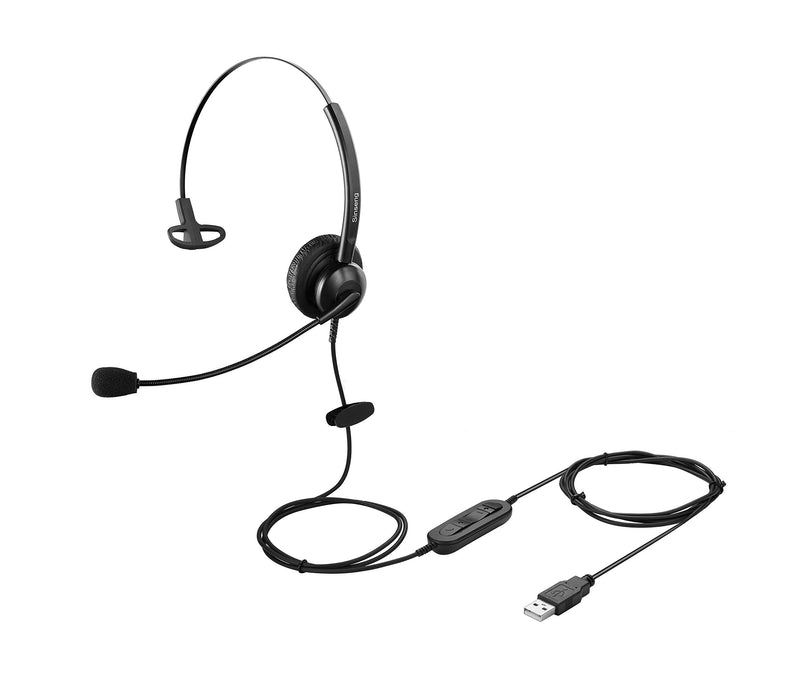 [Australia - AusPower] - Sinseng USB Telephone Headset with Noise Cancelling Microphone for PC, Computer Headphones with Audio Control for Call Center Office, Softphone Headsets for Conference Calls Online Courses 