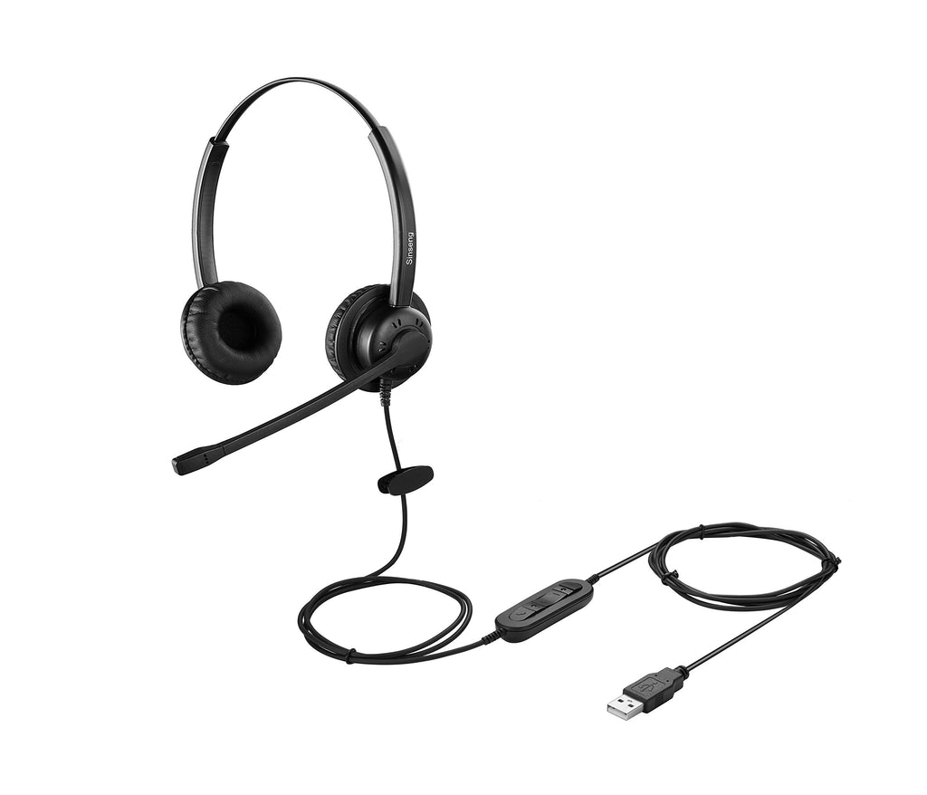 [Australia - AusPower] - Sinseng PC Headset with USB for Computer Laptop, USB Headphone with Microphone Noise Cancelling for Cisco Jabber Skype Chat Zoom Microsoft Teams, Office Headphone for Call Center Softphone 