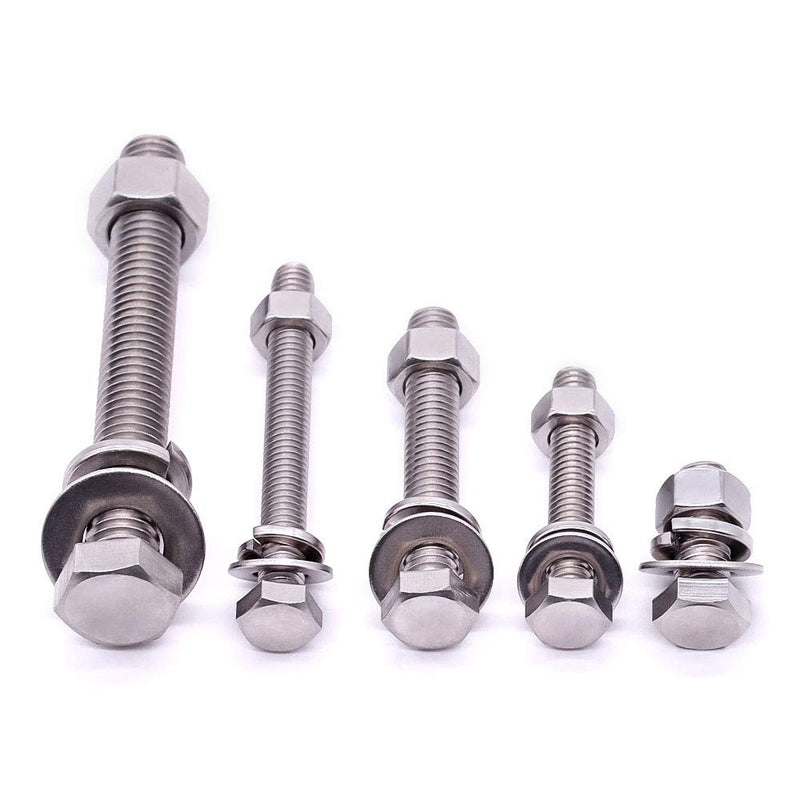 [Australia - AusPower] - 1/2-13 x 1-1/2" (5sets) Stainless Steel Hex Bolts Screws with Nuts Flat Washers Lock Washers, 304 SS 18-8, Hexagon Head, Fully Machine Threaded, Bright Finish 1/2-13 x 1-1/2" (5 sets) 