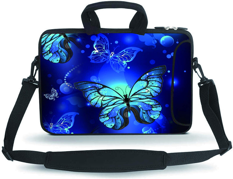 [Australia - AusPower] - 11-15.6" Case Laptop/Chromebook/Ultrabook/MacBook air Notebook PC Messenger Bag 14-15.6 inch Blue Butterfly 