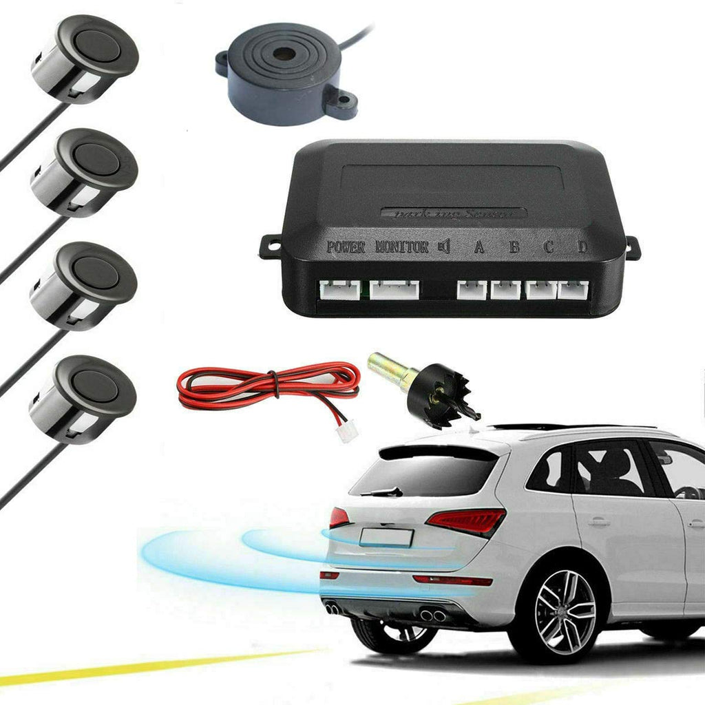 [Australia - AusPower] - MACHSWON Car Parking Sensor - Car Reverse Parking Radar System 4 Reversing Sensors Kit with Front and Rear Alarm Buzzer Reminder LED Display Safe Driving 