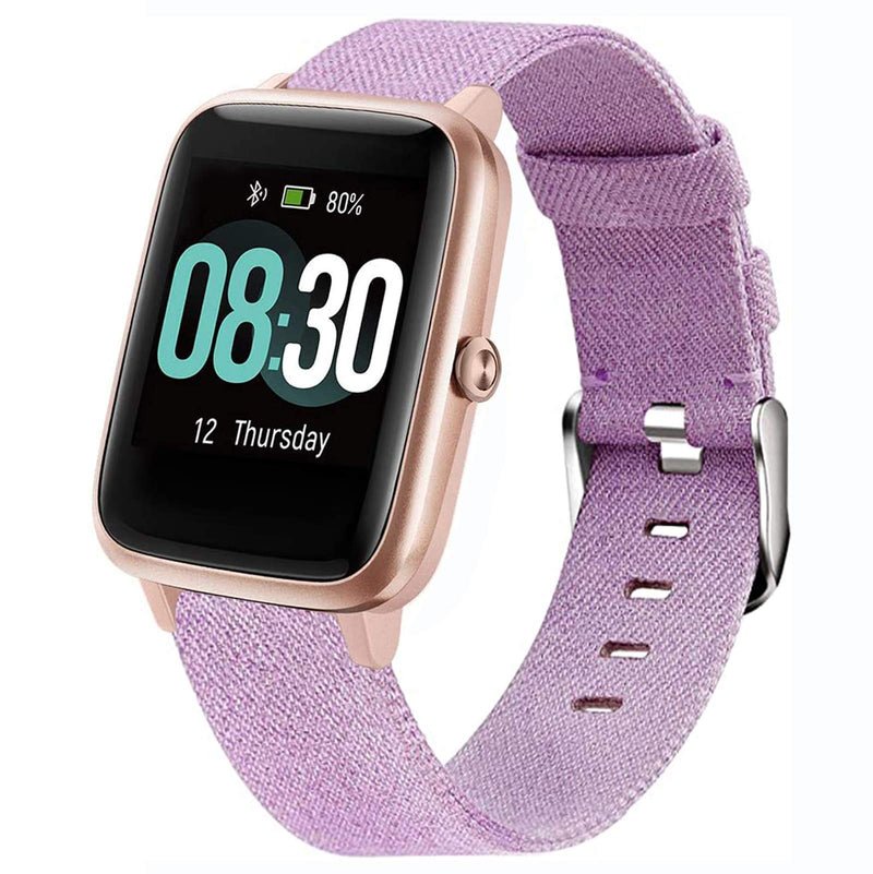 [Australia - AusPower] - Compatible with UMIDIGI Smart Watch Uwatch3, Large Small Soft Woven Fabric Breathable Accessories Strap Replacement Wristband Women Men Compatible for UMIDIGI Uwatch3/UMIDIGI UFit/Uwatch GT (Purple) Purple 