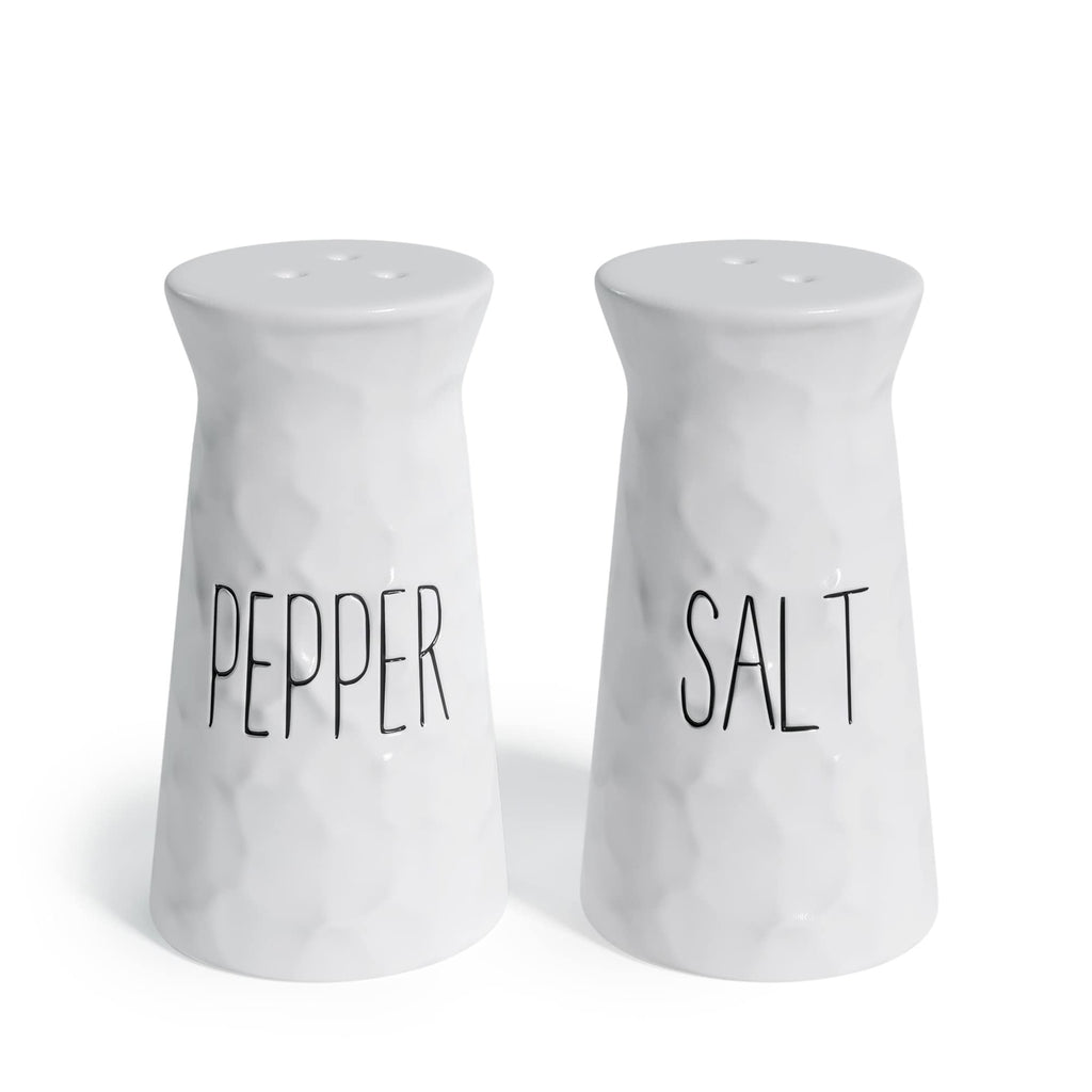 [Australia - AusPower] - Barnyard Designs Salt and Pepper Shaker Set, Ceramic, Novelty Farmhouse Salt and Pepper Holders, Vintage Kitchen and Table Decor, White, 2" x 3.5" 
