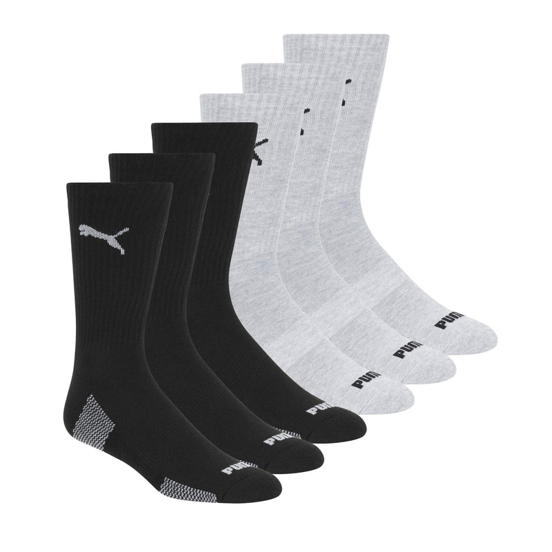 [Australia - AusPower] - PUMA Men's 6 Pack Crew Socks 10-13 Black/Grey 