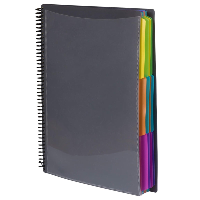 [Australia - AusPower] - JAM PAPER Plastic Multi Pocket Folder - 24 Pocket Organizer - Smoke Grey - 10 1/2 x 11 1/2 - Sold Individually 24 Pockets 