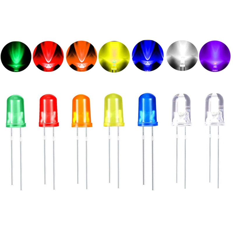 [Australia - AusPower] - 160pcs 5mm 7 Color LED Diodes, Round Head DIY Electronic Component LED Diode Lights, Emitting Diodes Bulb LED Lamp for Science Project Experiment 
