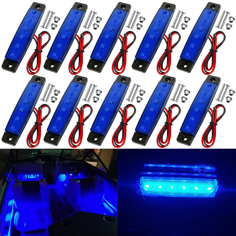 [Australia - AusPower] - KEING 10 Pack Marine Boat LED Navigation Cabin Deck Courtesy Light Stern Transom Lights 12V for Boating Kayak Yacht, Dinghy, Sailboat, Pontoons, Freighters, Hovercrafts, Hunting & Fishing Blue 