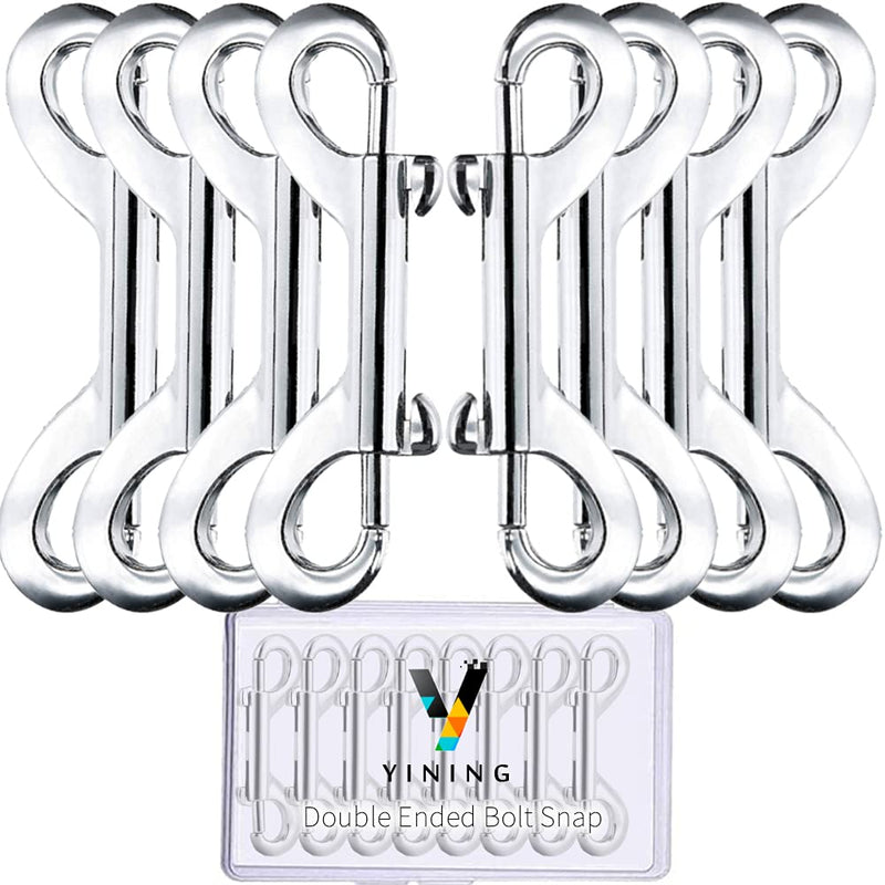 [Australia - AusPower] - Double Ended Bolt Snap Hook 8 Set 3.5" Heavy Duty Zinc Alloy Trigger Chain Clips Nickel Plated Metal Key Holder with Storage Box 