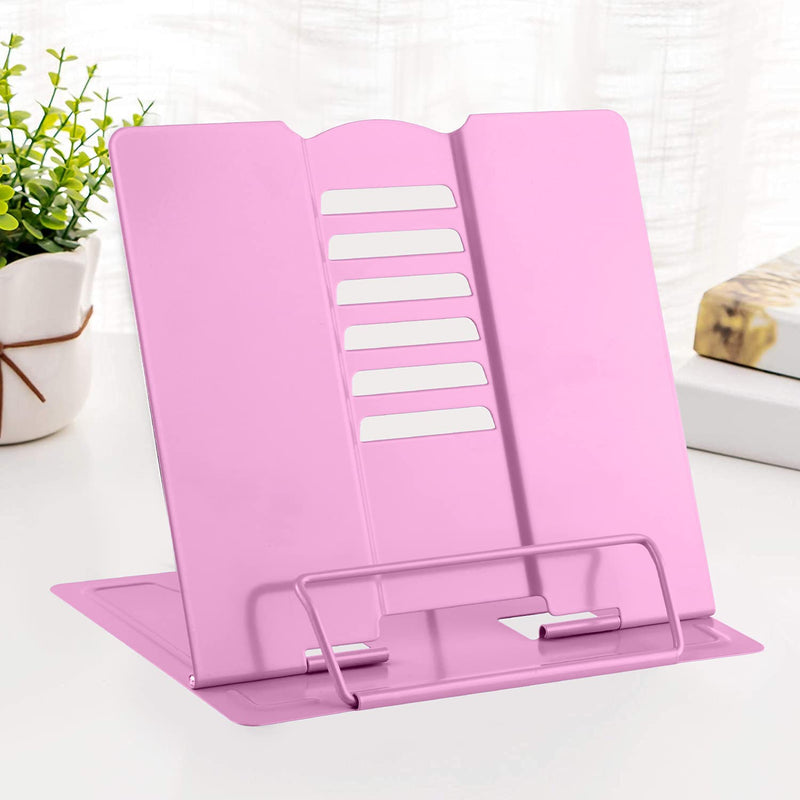 [Australia - AusPower] - MSDADA Book Stand Metal Reading Rest Book Holder Adjustable Cookbook Documents Holder Bookstands for Textbooks Christmas Gifts for 6 7 8 9-16 Girls and Boys, Birthday Gifts for Girls Kids Mom (Pink) Pink 