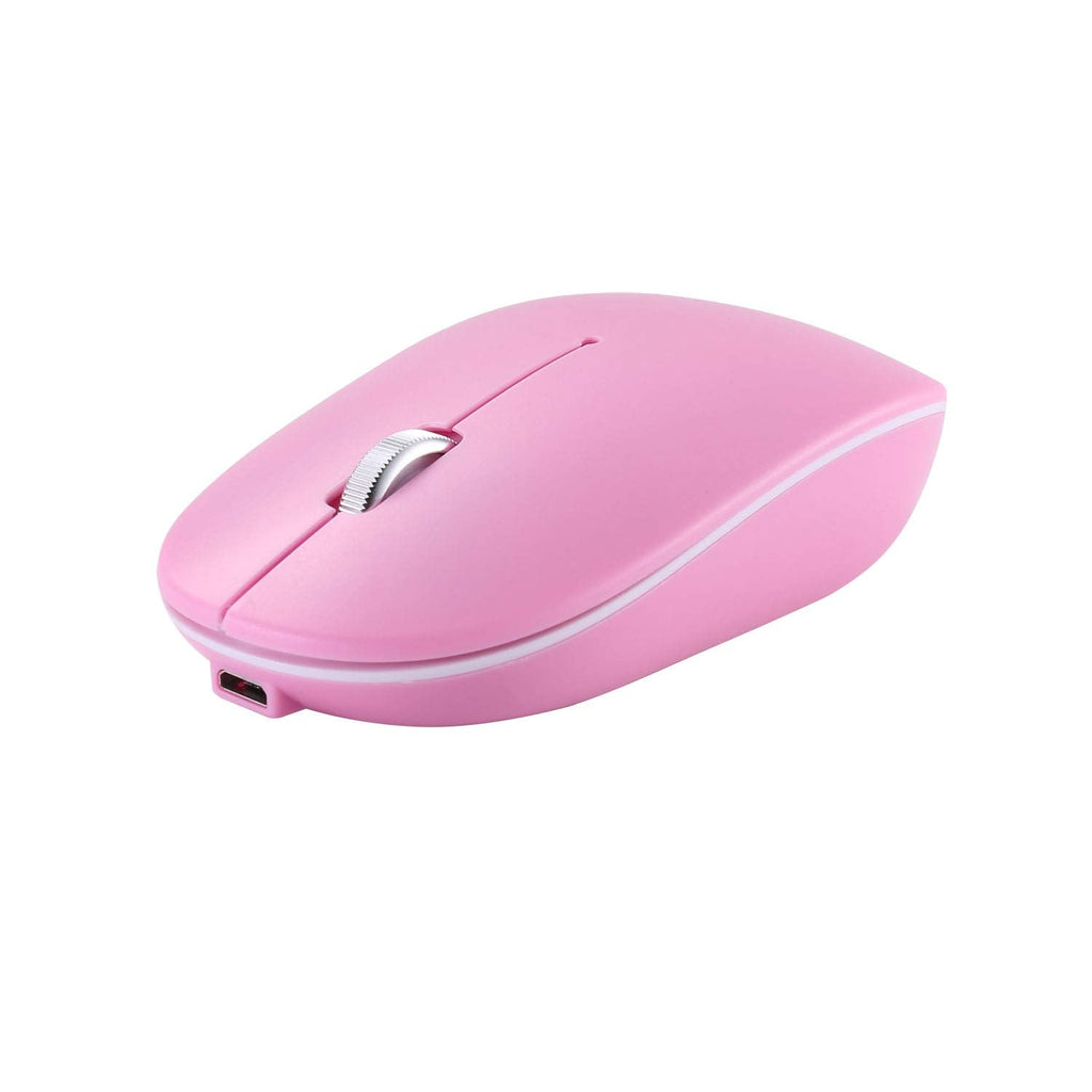 [Australia - AusPower] - Pink Bluetooth Mouse 2.4G Wireless Noiseless Click Mouse Dual Mode Computer Mice Compatible for Laptop Windows Mac OS Chromebook 