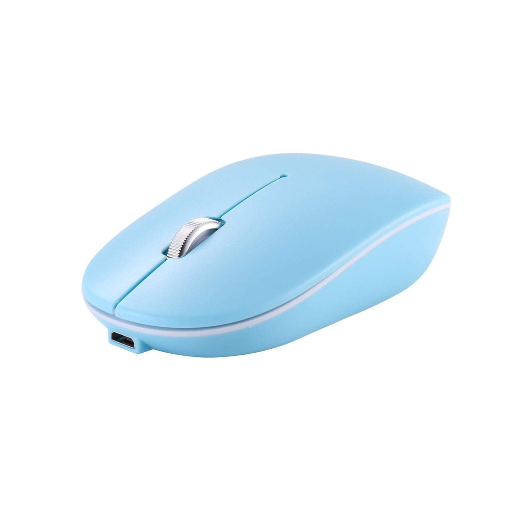 [Australia - AusPower] - Blue Rechargeable Bluetooth Mouse 2.4G Wireless Noiseless Click Mouse Dual Mode Computer Mice Compatible for Laptop Windows Mac OS Chromebook 