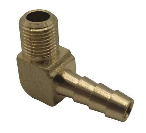 [Australia - AusPower] - 1/4 inch Brass Barbed Hose Elbow Connector - 1/4 Inch Barbed Insert x 1/8 Inch MNPT Male Pipe Thread – 90 Degree Brass Hose Barb Elbow Adapter Fitting - Brass Barbed Hose Fitting Elbow 