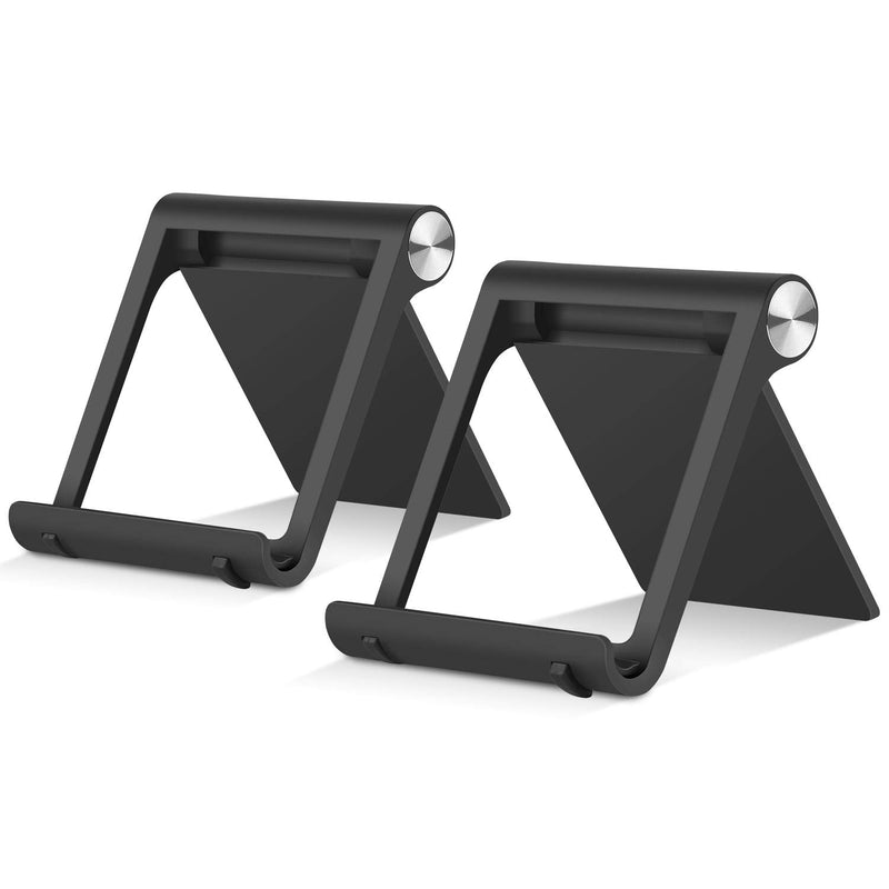 [Australia - AusPower] - COOLOO 2 Pack Tablet Stand, Phone Stand, Multi-Angle Portable Phone Holder, Universal Foldable Cell Phone Stand, Compatible with Pad Pro/Air/Mini and Phone 12 Pro/12/11 Pro Max/11 Pro/11/XS/XR/X/8 02-Black 