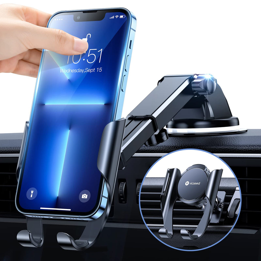 [Australia - AusPower] - VICSEED Phone Holder for Car [SmartClamp & Easiest Ever] Hands-Free Car Phone Holder Mount [Strong Suction & Stable] Dashboard Windshield Air Vent Car Phone Mount Fit iPhone 12 13 Samsung & All Phones 