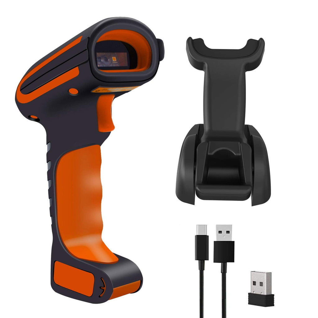 [Australia - AusPower] - 1D Industrial Bluetooth Wireless Barcode Scanner with Base 2.4Ghz&USB Wired Waterproof Industrial 1D Laser Handheld Barcode Scanner for Windows, Mac, Android, iOS, PC, Smartphone 