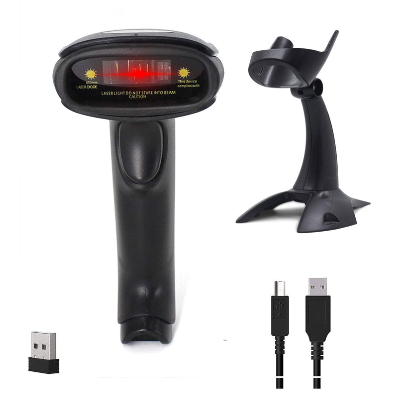 [Australia - AusPower] - Bluetooth Wireless Barcode Scanner Versatile 3-in-1 (2.4Ghz Bluetooth Wireless+USB 2.0 Wired) Rechargeable symcode 1D Laser Barcode Reader USB Handheld Bar Code Scanner Wireless with Stand … 