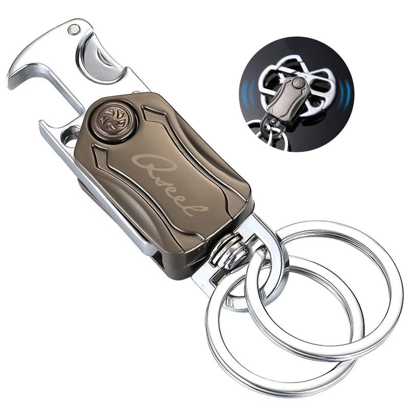 [Australia - AusPower] - QSEEL Keychain Holder Fingertip Gyro Key Chain Ring Double Rings Spinner Key Ring with Small Knife Bottle Opener Gift for Mother Father Brother Sister Class Mates 