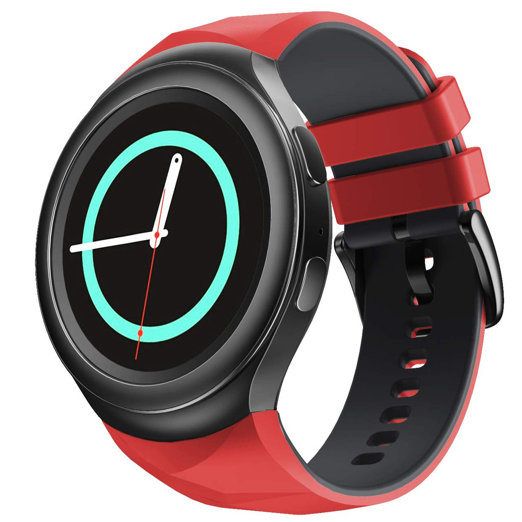 [Australia - AusPower] - NotoCity for Samsung Gear S2 Band Soft Silicone Strap Sports Replacement for Samsung Gear S2 Smart Watch SM-R720 SM-R730 (red-Black,Large) red-black Large 