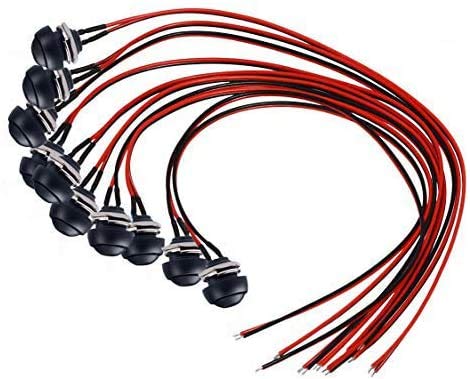[Australia - AusPower] - dstfuy Momentary Push Button Switch,SPST 2Pin ON/Off Waterproof Push Button Horn Switch with Pre-soldered 20AWG Wires for Car, PC, Table Lamp (10Pack Black) 