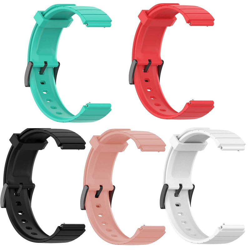 [Australia - AusPower] - for ID205 Bands, Youkei Silicone Replacement Accessories Soft Band Wristbands Straps Compatible with YAMAY SW020 ID205 / Umidigi Uwatch 3 / Umidigi Uwatch fit Smart Watch (5 Pack) 5 PACK 