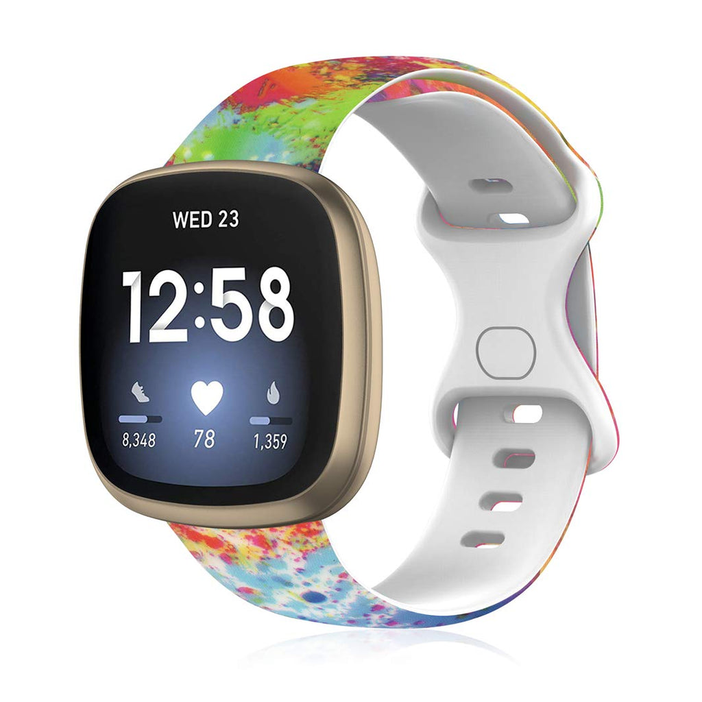 [Australia - AusPower] - Huadea Printed Bands Compatible with Fitbit Sense/Versa 3, Soft Silicone Sports Strap Replacement Band for Fitbit Sense/Versa 3 Smart Watch Women Men (Splash Ink-S) 
