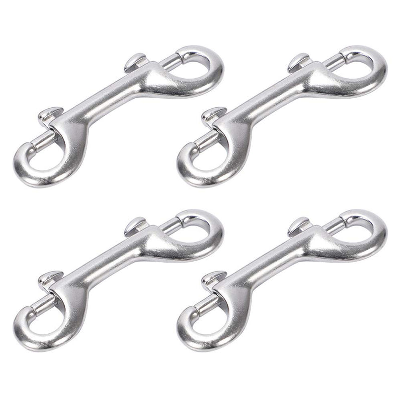 [Australia - AusPower] - JKJF Double Ended Bolt Snaps Hook Double End Trigger Snaps Zinc Alloy Hooks Metal Clips for Dog Leash Water Bucket Pet Feed Bucket Hammock Horse Tack Garage Use, Nickel Plated 4 PCS Silver 