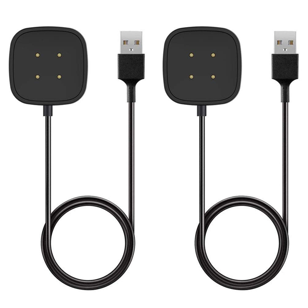 [Australia - AusPower] - Sankel Compatible for Fitbit Sense/Versa 3 Charger, 2-Pack USB Replacement Charging Cable Dock Stand Station Accessories for Fitbit Versa 3/Sense Smart Watch Fitness Tracker,with 3.3FT Charging Cord 