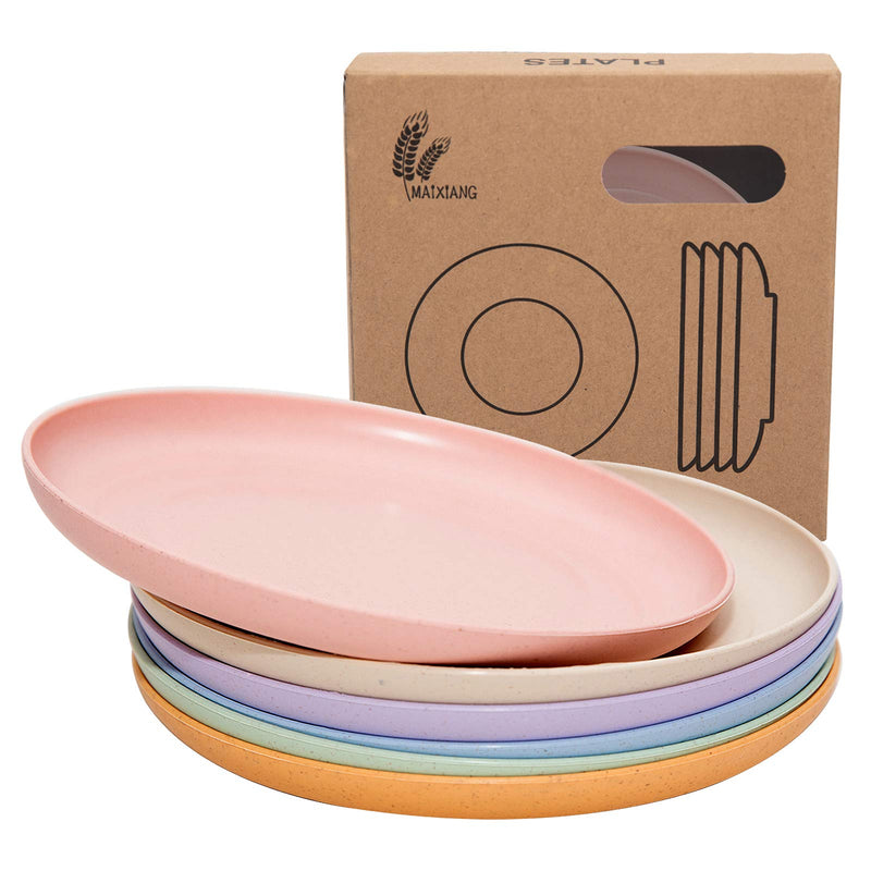 [Australia - AusPower] - 6 PACK 6 Inches Lightweight Mini Wheat Straw Plates Reusable Plate Set Dishwasher & Microwave Safe ,Unbreakable Deep Dinner Plates, Plastic Plates Reusable,They are easy to clean BPA free 6inch 