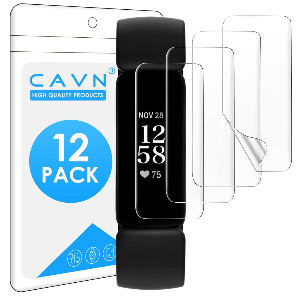 [Australia - AusPower] - CAVN (12-Pack) Screen Protectors Compatible with Fitbit Inspire 2 Smartwatch, Screen Protector Full Coverage Clear Film for Inspire 2 Health & Fitness Tracker 