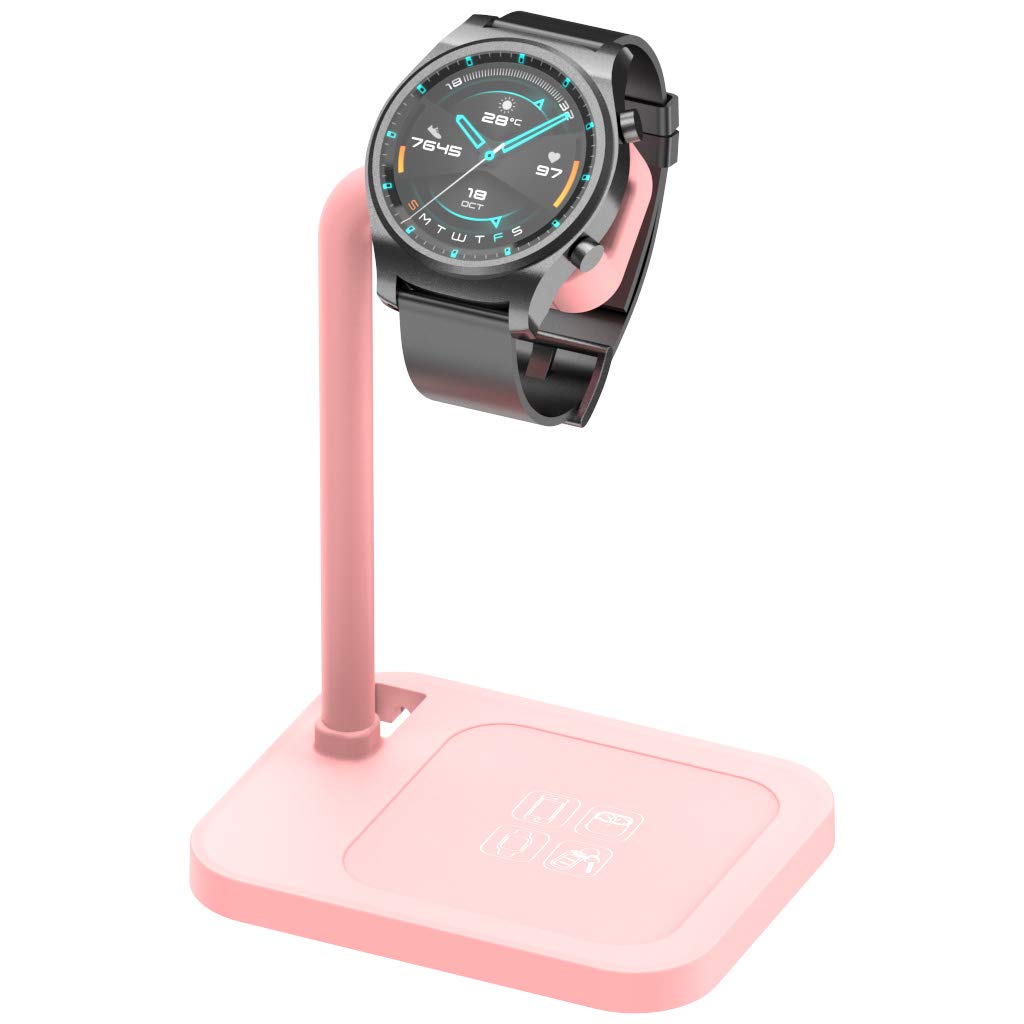[Australia - AusPower] - AOJUE Smart Watch Charging Stand for iwatch Series SE 6 5 4 3 2 1, Compatible with Samsung Galaxy Watch, Huawei Watch GT 2 GT GT 2e, Garmin Vivoactive 3 4 3 Music, LG, Google Smart Watch (Pink) pink 