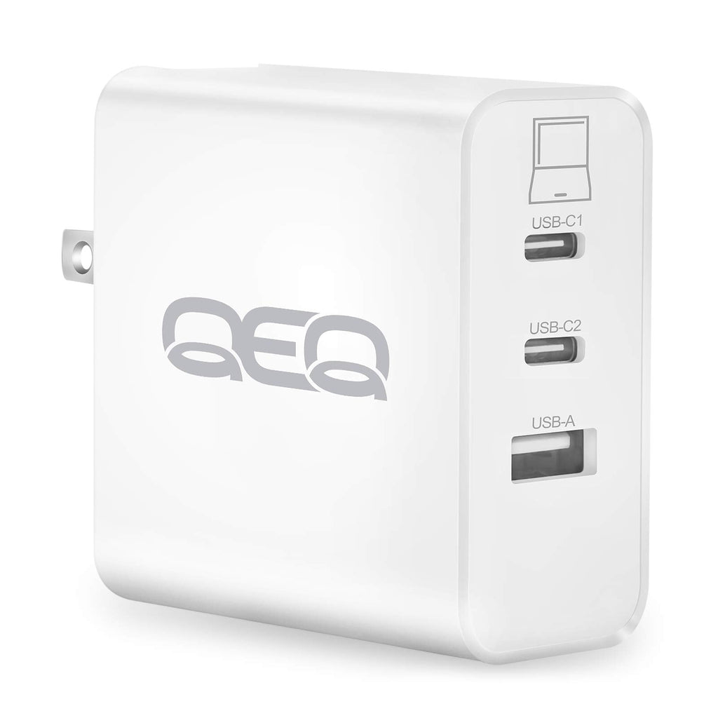 [Australia - AusPower] - USB C Charger, QEQ 65W 3-Port MacBook Pro Charger with GaNFast Technology, PD Charger USB C Fast Charger USB C Laptop Charger for MacBook Pro, iPhone 12 11 Pro Max, iPad, Samsung, Switch 