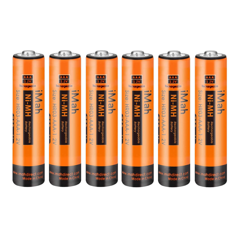 [Australia - AusPower] - 6-Pack iMah 1.2V 750mAh Ni-MH AAA Rechargeable Battery for Panasonic Cordless Phone Also Compatible with BK40AAABU HHR-55AAABU HHR-65AAABU HHR-75AAA/B HHR-4DPA/4B BK30AAABU BT205662 and Solar Lights 