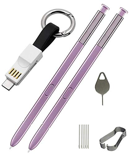 [Australia - AusPower] - 2 Pack Galaxy Note 9 Stylus for Replacement Samsung Galaxy Note 9 SM-N960 Pen (Without Bluetooth) +Tips/Nibs+Eject Pin+Micro USB (Purple) Purple 