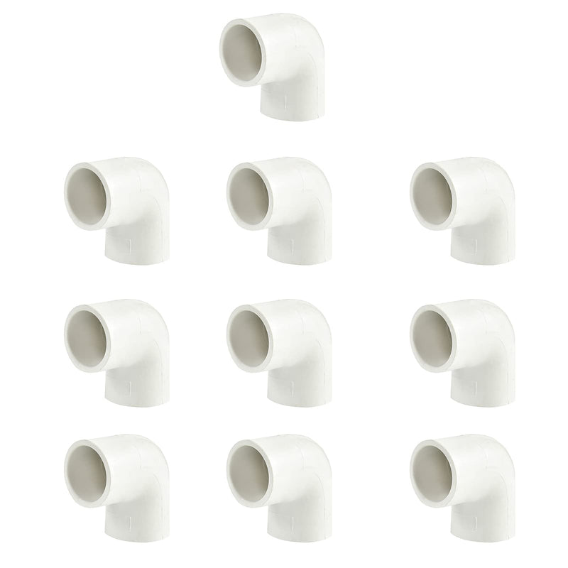 [Australia - AusPower] - FangKingNo 10pcs 1/2" 2-Way PVC Pipe Fitting 90 Degree Elbow PVC Adapter Coupling Schedule 40 White Socket 90 Degree PVC Pipe Elbow - 10 Pack , (0.5 Inch) 0.5 Inch 
