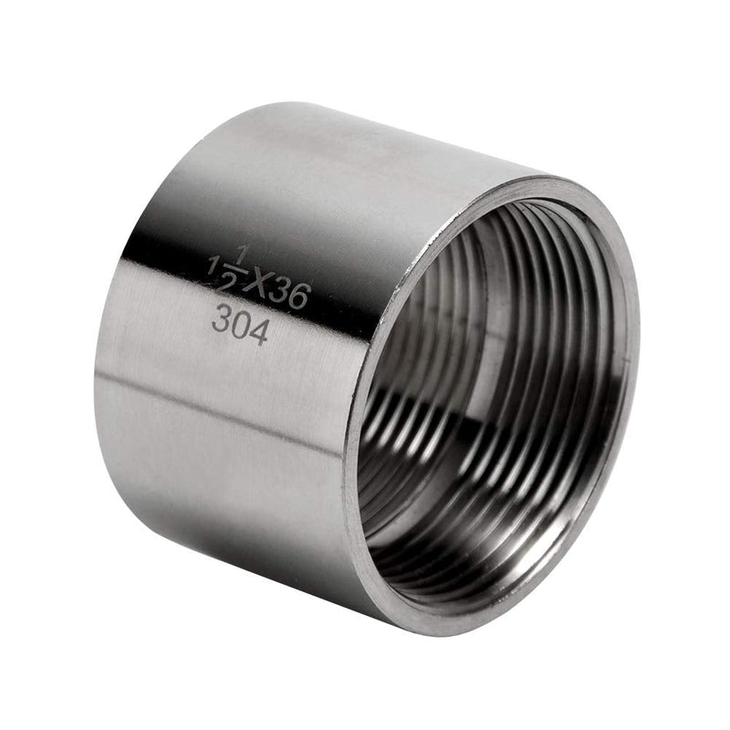 [Australia - AusPower] - Quickun 304 Stainless Steel Pipe Coupling Fitting, 1.5" x 1.5" Female Pipe Coupler Connector Adapter Fitting (1.4“ Length) 1-1/2" Female x 1.5" Length 