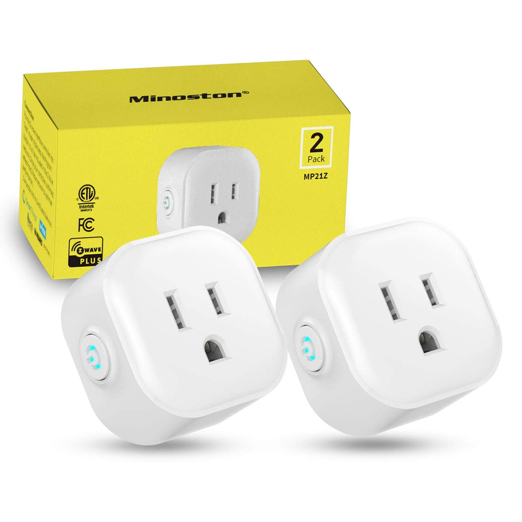 [Australia - AusPower] - Minoston Z-Wave Outlet Mini Plug-in Socket, Z-Wave Hub Required, Built-in Repeater/Range Extender, Work with SmartThings, Wink, Alexa, Google Assistant, FCC Listed(MP21Z) Mini Outlet-2 Pack 