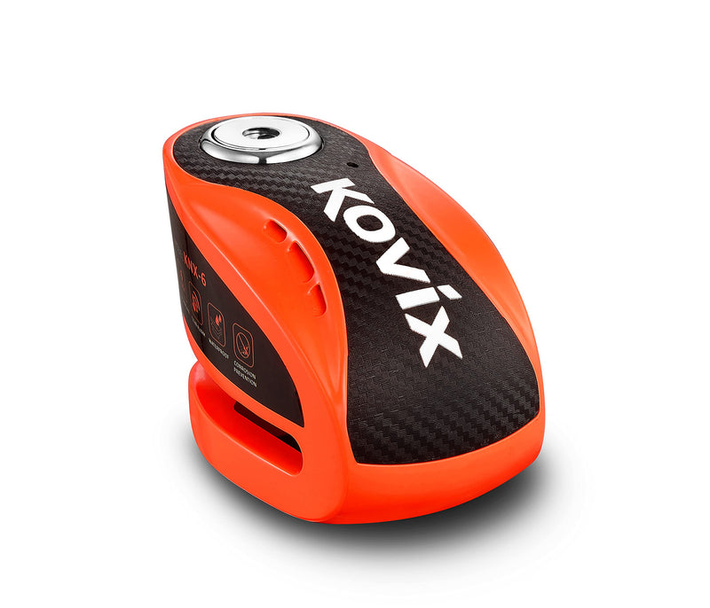 [Australia - AusPower] - Kovix KNX6 Steel 120dB Siren Disc Brake Lock 6mm Lock Pin IP67 Waterproof Motorcycle Security Fluorescent Orange 
