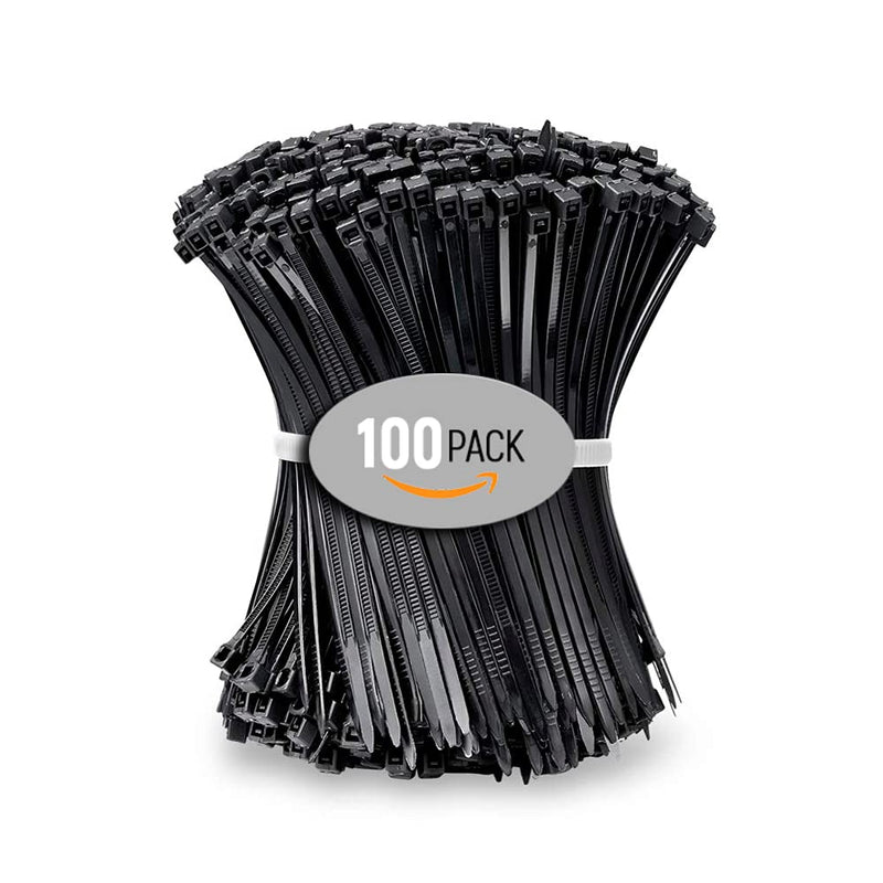 [Australia - AusPower] - ALBO Black Zip Ties 6 Inch Plastic Cable Ties 100 Pack Tie Wraps 40lb UV Resistant Small Nylon Wire Ties 6" Black 100 Pack 40lb 