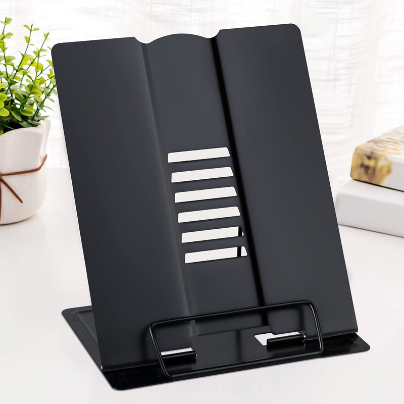 [Australia - AusPower] - Large Book Stand Metal Reading Rest Book Holder Adjustable Document Cookbook Holder Portable Foldable Lightweight Bookstands-Textbooks Tablet Music Books Recipe (Black) Black 