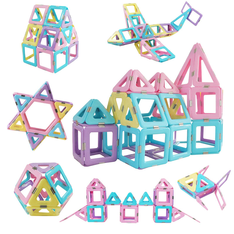[Australia - AusPower] - Magnetic Tiles 80pcs Magnet Building Blocks Set Creative Stacking Toys for Kids, 3D DIY Construction Kit Preschool Child Montessori Toys STEM Learning Toys Gifts for Girls Boys 3 4 5 6 7 Years 80 
